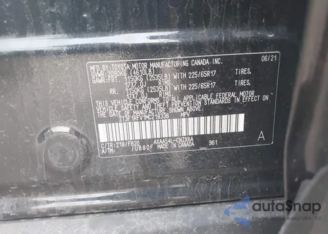 2021 Toyota Rav4 Le из США, поврежденный, VIN 2T3F1RFV1MC218336